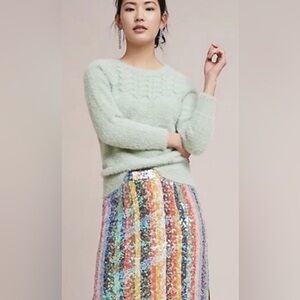 Anthropologie Rosie Neira Mint Green Fuzzy Sweater – XS. EUC